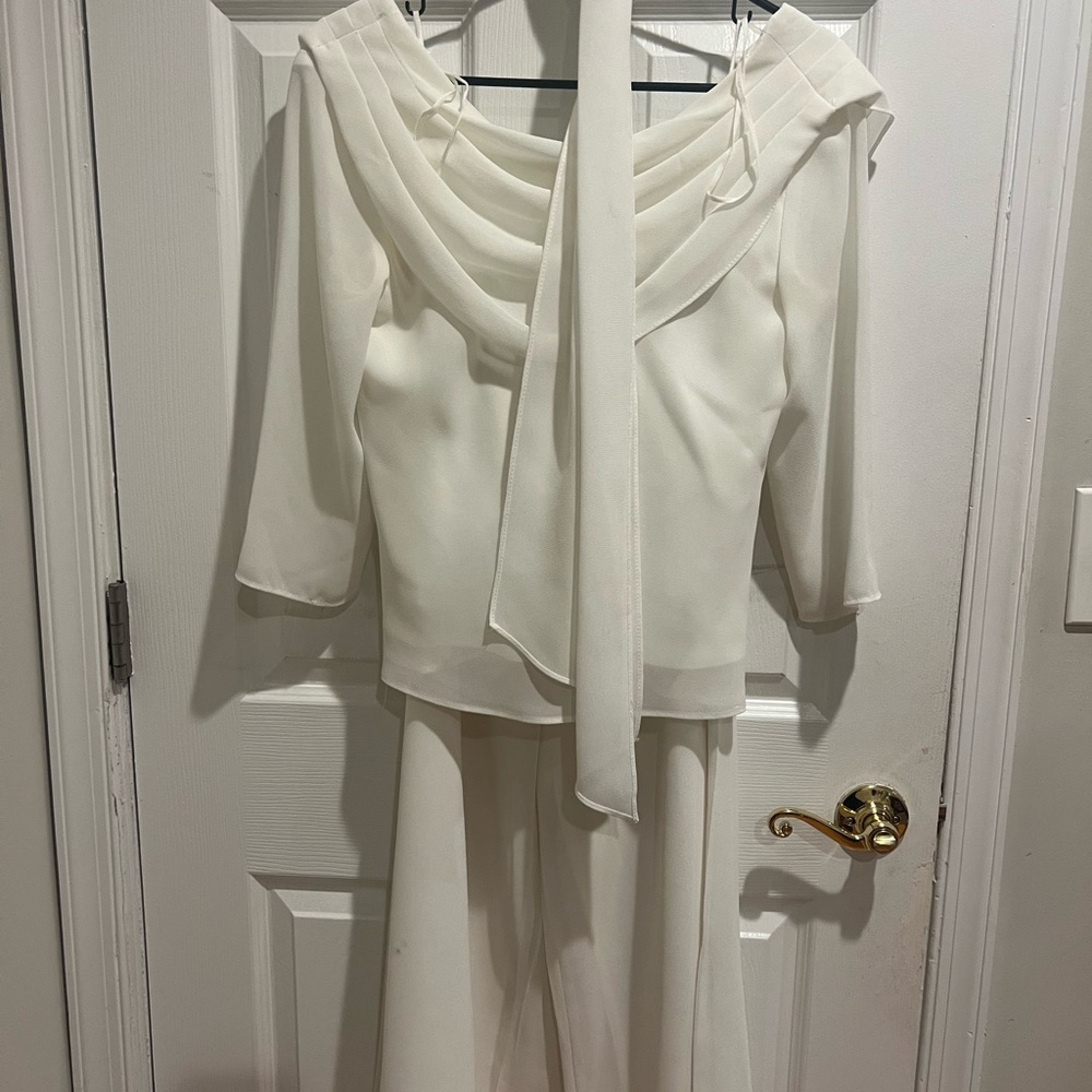 J.B.S. Women's Cream Wide Leg 2 piece jumpsuit